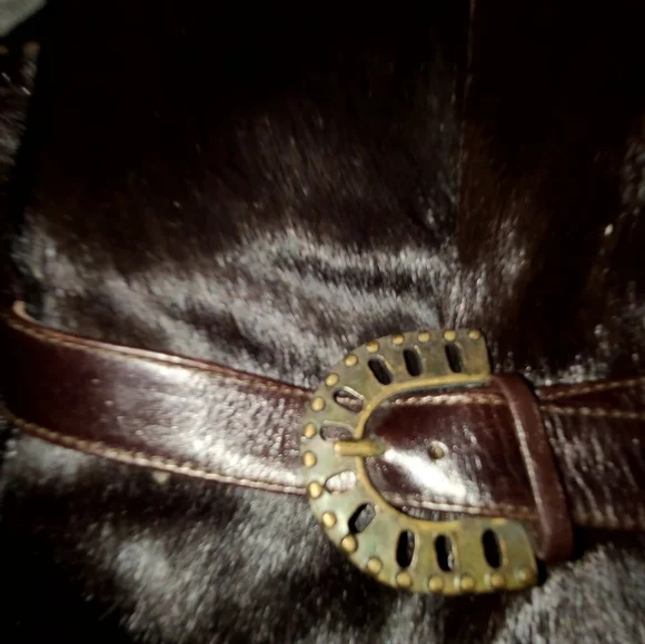 Vintage 90's Dark Brown Pony Hair Heeled Boots with Pointed Toe - Picture 7 of 14